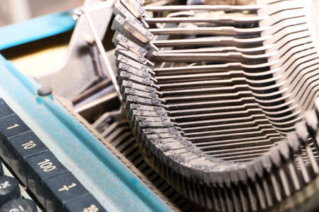 mechanisms of a printing unit of an old electric typewriterの写真素材