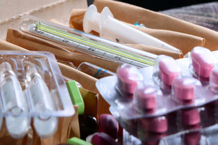 drugs and medicine pills as part of healthの写真素材