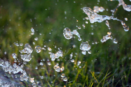 drops and splashes of beautiful clear water in the wildの写真素材