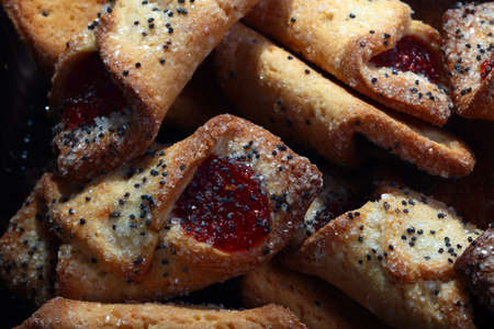 beautiful puff pastry with sweet marmalade fillingの写真素材