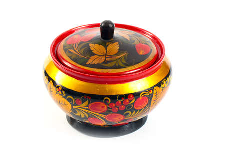 Wooden painted dishes as a symbol of Russian national cultureの写真素材