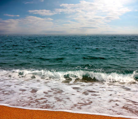 beautiful sandy beach on the Mediterranean coastの写真素材