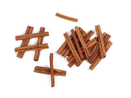 a bunch of fresh cinnamon sticks as an element of cookingの写真素材
