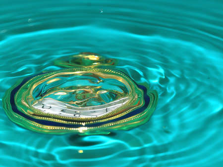old pocket precious clock in the stream of water