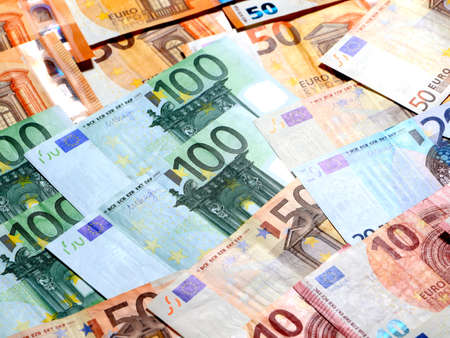 a pile of european euro banknotes as an element of the financial system