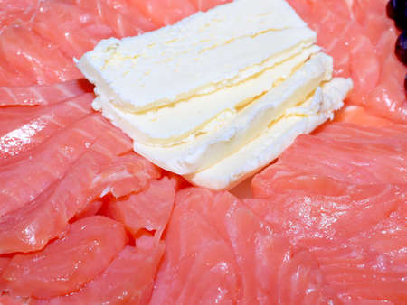 fillets of red fish salmon and butter for breakfast