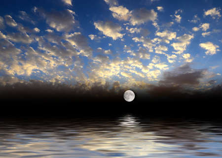 sea surface and night skyの写真素材