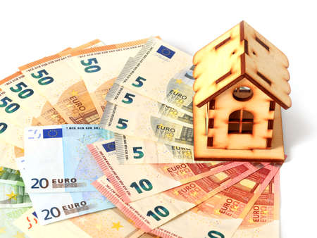 house stands on a pile of euroの写真素材