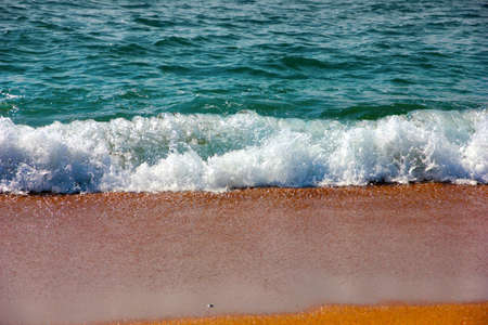 sandy beach on the mediterranean coastの写真素材
