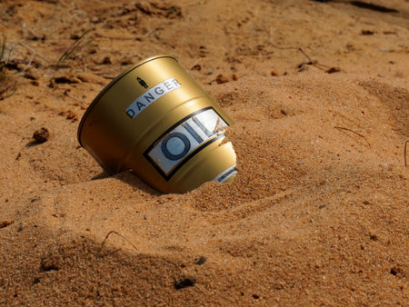 an old oil barrel in the desert
