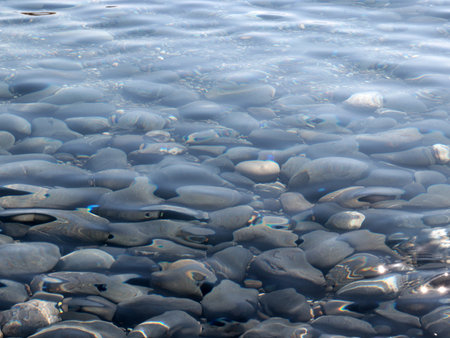 a beautiful pebble beach flooded with sea water