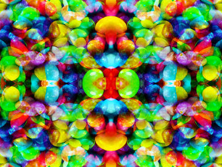abstract symmetrical pattern created when shooting through kaleidoscope mirrorsの写真素材