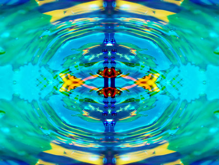 abstract symmetrical pattern created when shooting through kaleidoscope mirrors