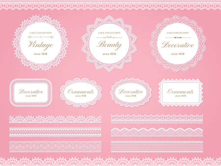 White lace line and background collection.のイラスト素材