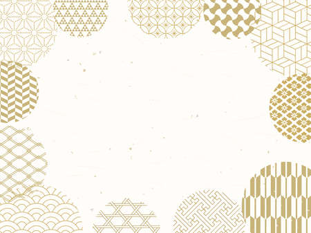Japanese pattern design retro background. Round shape.のイラスト素材