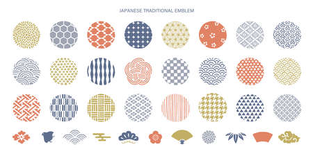 Japanese pattern symbol and icon. Japanese style design.のイラスト素材