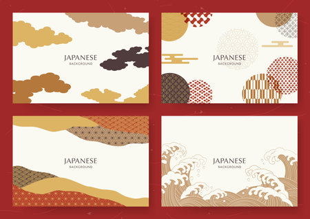 Japanese patterns and Japanese background collection.のイラスト素材