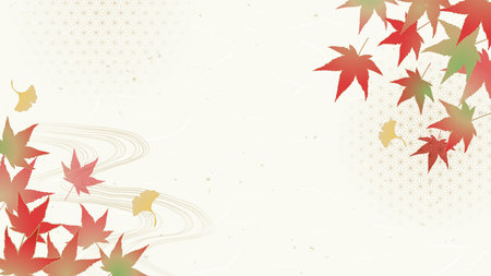 Autumn Japanese style background. Autumn leaves and ginkgo.のイラスト素材
