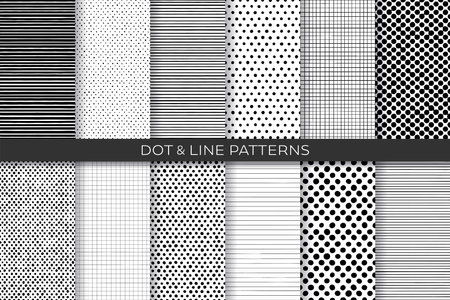 Simple dot and line seamless pattern collection.のイラスト素材
