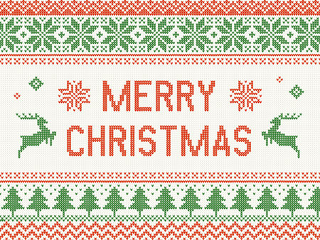 Christmas background illustration in knitted style.のイラスト素材