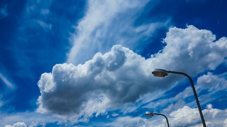 This is a clounds shapes with blue skyの写真素材