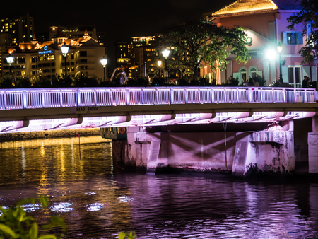 View of clarke quay , street night life in singapore.のeditorial素材