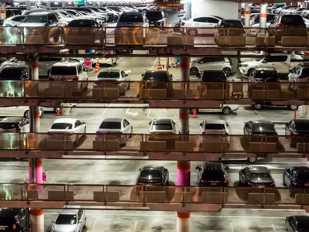 Suvarnabhumi Airport,Samut Prakan Province,Thailand,June 3,2017:Parking garage at nightのeditorial素材
