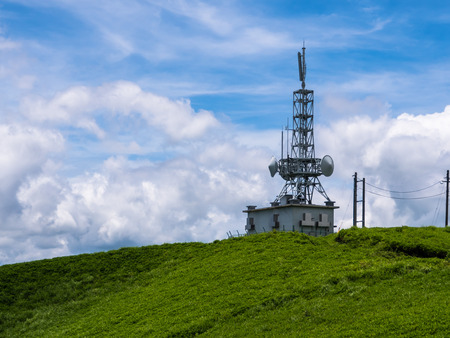 Communication towers on mountain.の写真素材