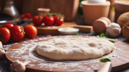 Pizza ÅP reparation homemade pizza on kitchen tableの素材