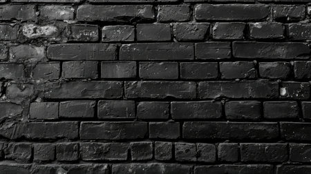Abstract Black brick wall texture for pattern background. wide panorama pictureの素材