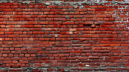 brick wall of red color, wide panorama of masonryの素材