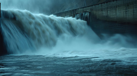 Time exposure of the spillway overflow on Damの素材