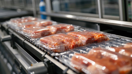 Conveyor Belt Food.Factory for the production of food from meat.Production lineの素材
