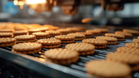 Cookie factory, food industry. Fabrication. Cookie production.の素材