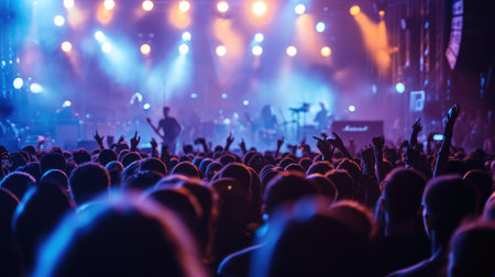 Crowd at concert and blurred stage lights --ar 16:9 --v 6 Job ID: 4769d306-2e4b-4a57-91f2-0ceb303b196fの素材