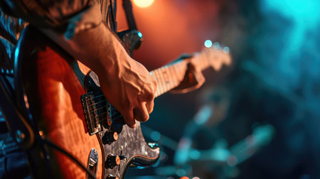 Guitarist on stage for background, soft and blur conceptの素材