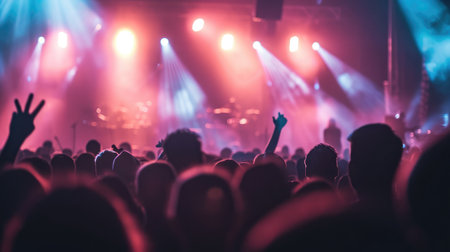 Crowd at concert and blurred stage lights --ar 16:9 --v 6 Job ID: 4769d306-2e4b-4a57-91f2-0ceb303b196fの素材
