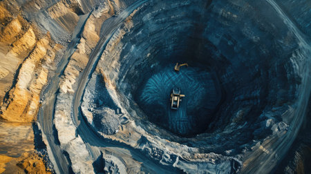 Open pit mine, extractive industry for coal, top view aerialの素材
