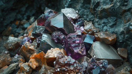 Small pile of minerals extracted in a rare earth mineの素材