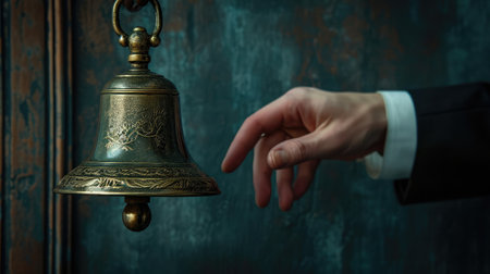 Restaurant bell vintage with hand. The bell of a psychologistの素材