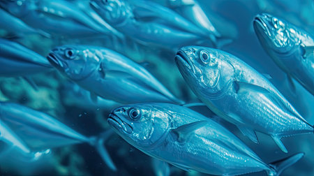 School of blue Indian Mackerel underwater along the dive site main marine life resources under the sea , Baa Atoll, Maldives.の素材