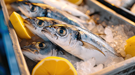 fresh fish in container boxの素材