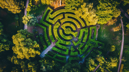 Aerial view of Green maze gardenの素材