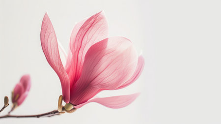 Pink magnolia flower isolated on white background with full depth of fieldの素材