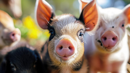 Cute Baby Farm Animals in Close-up. Perfect for Children's Books and Educational Materialsの素材