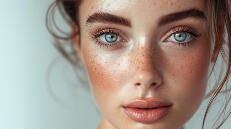 Beauty portrait of female face with natural skinの素材