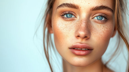 Beauty portrait of female face with natural skinの素材