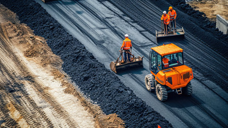 Workers on a road constructionの素材