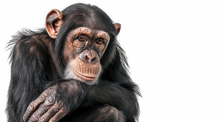chimpanzee on isolated white background.の素材