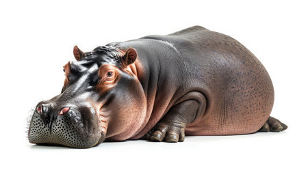 hippopotamus on isolated white background.の素材